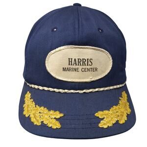 Harris Marine Center Baseball Hat Blue One Size Adjustable Embroidered Derby Cap